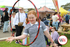 Warrnambool Primary School student Ella Bigg was clever with the hula hoop.