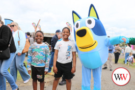 Bluey was a big hit with the crowd,including Manny and TJ Mdagurwa.