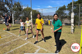 Ready to run: Namayah Theobald Daly, Scarlett Gough, Amelia Lendon and Mia He.