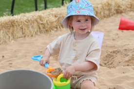 Two and half-year old Camila Ponting of Warrnambool had a great time in the giant sandpit.