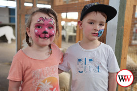 Four year-old twins Archer and Willow Clarke, of Koroit, were excited with their painted faces.