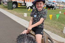 Eight year-old Spencer Doolan of Ecklin South enjoyed the dinosaur exhibit.