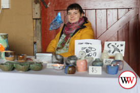 Nina Fitzsimmons with her ceramic pieces.