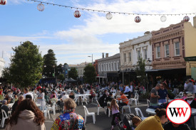 The bottom end of Liebig Street was closed to traffic allowing people to enjoy outdoor dining, activities and live music.